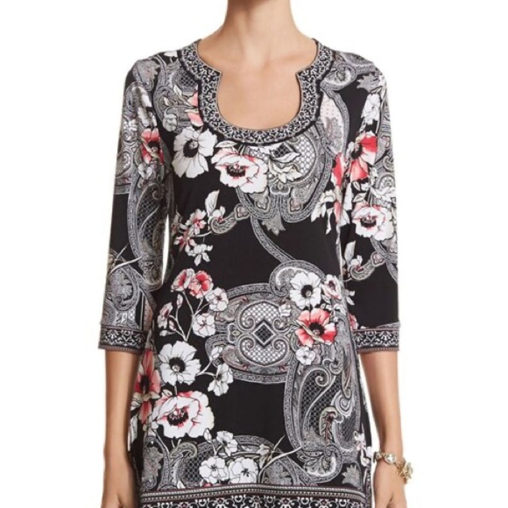 WHBM Medium Pullover Tunic Top Horseshoe Neckline